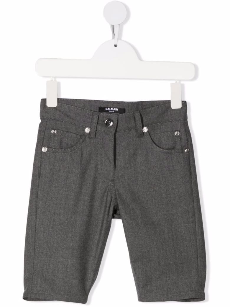 Balmain Kids Bermuda In Grey Virgin Wool