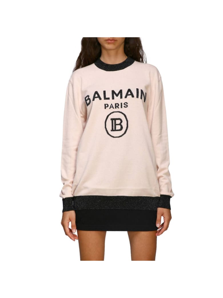 Balmain Sweater Crewneck Sweater With Balmain Maxi Logo | italist