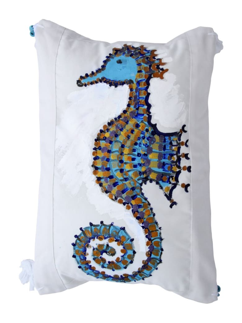 Le Botteghe su Gologone Acrylic Hand Painted Outdoor Cushion 40x40 cm - Blue Fantasy