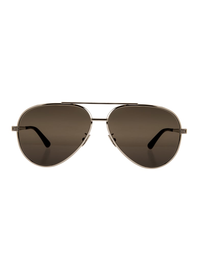 Saint Laurent Silver And Black Classic 11 Zero Sunglasses - Blk grey