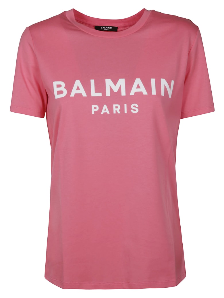 Balmain Button Embellished Logo T-shirt - Pink