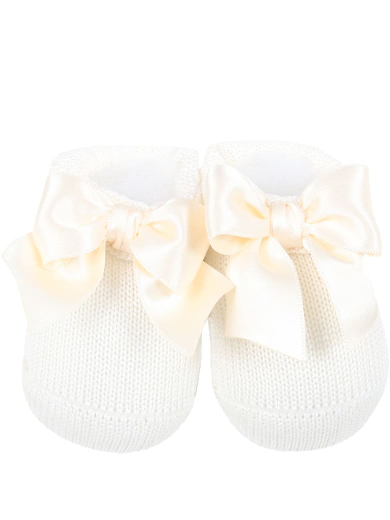 La Perla Ivory Suit For Babygirl With Bow - Ivory