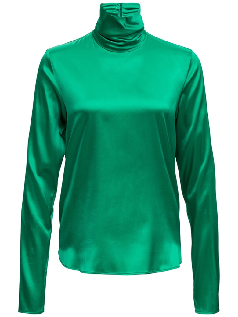 Tessa Turtleneck In Green Silk Blend - Green