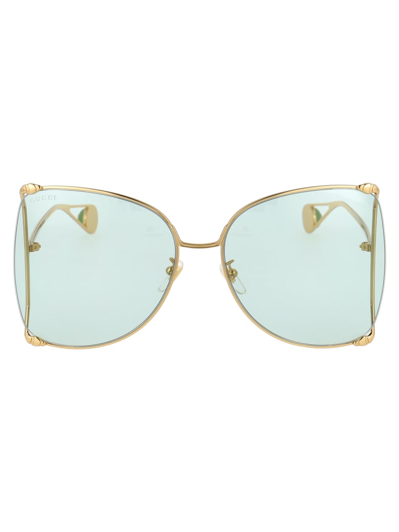 Gucci Gg0252s Sunglasses - 012 GOLD GOLD GREEN