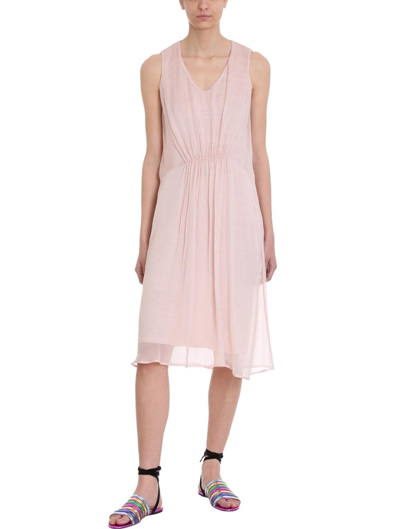 120% Lino Pink Draped Cotton And Linen Dress | italist