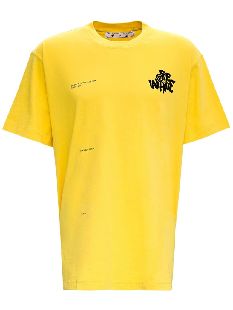 Off-White Off Blur Cotton T-shirt With Print - Yellow
