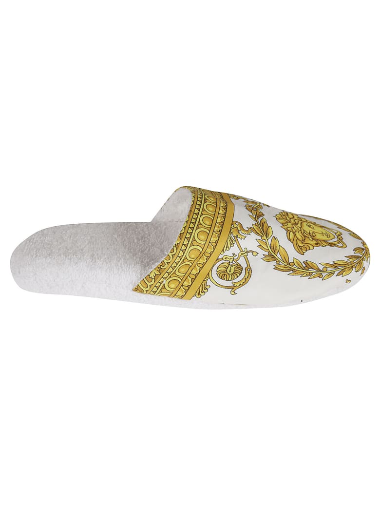 Versace Medusa Head Printed Slippers - White