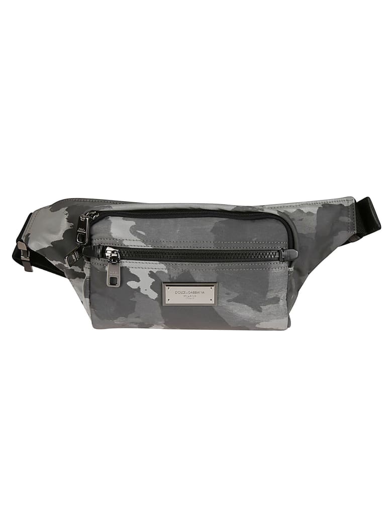 Dolce & Gabbana Logo Plaque Camouflage Belt Bag - Grey
