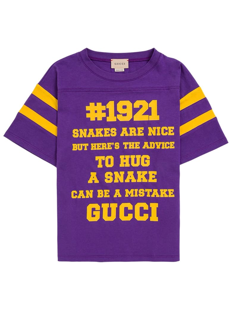 Gucci Purple Cotton T-shirt With Print - Violet