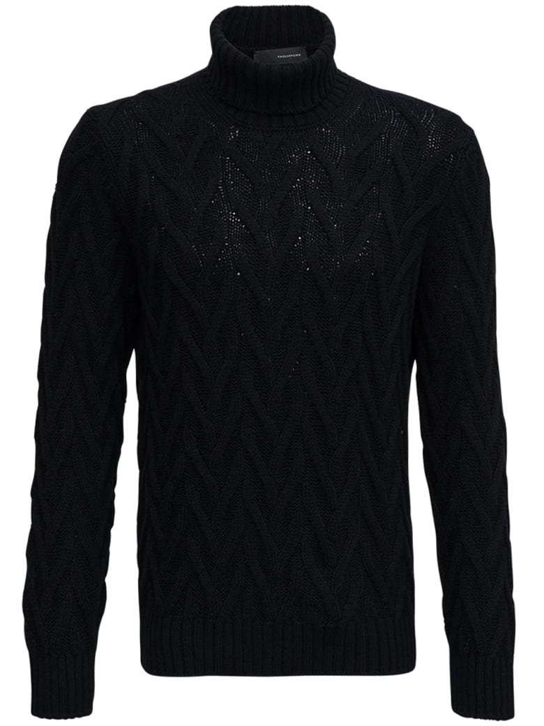 Tagliatore Woven Black Wool Sweater - Black