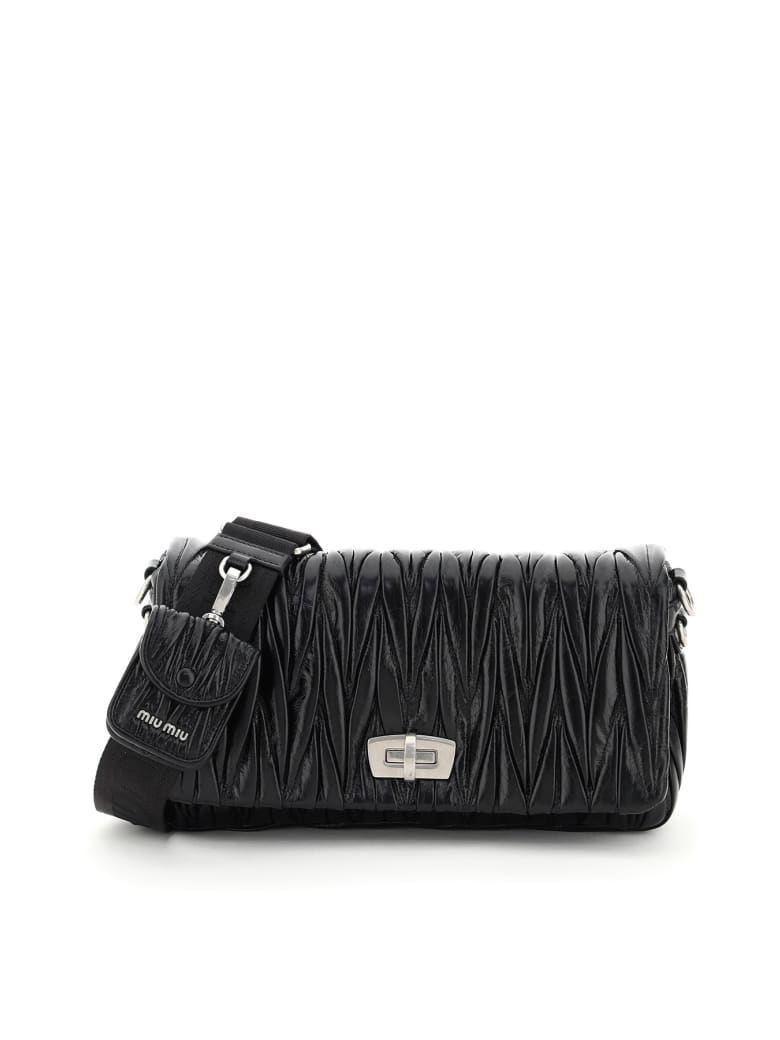 Miu Miu Quilted Shoulder Bag With Pouch - Nero