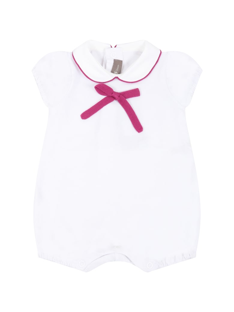 Little Bear White Romper For Baby Girl - White