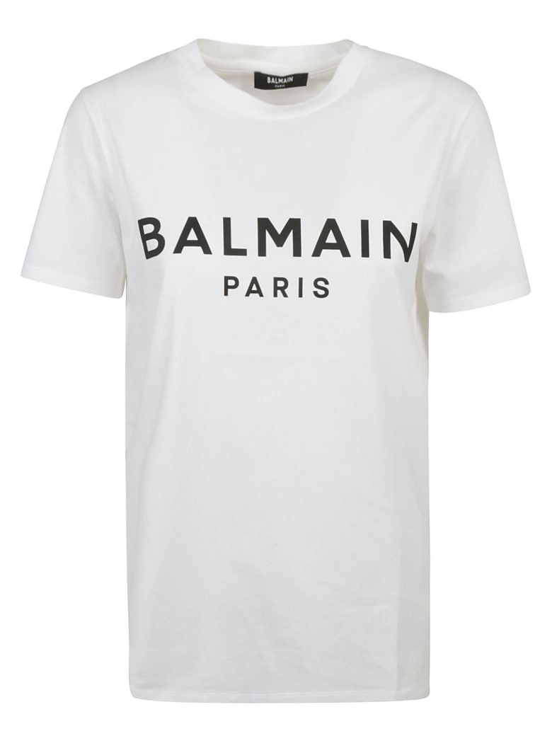Balmain Logo Print T-shirt - White/Black
