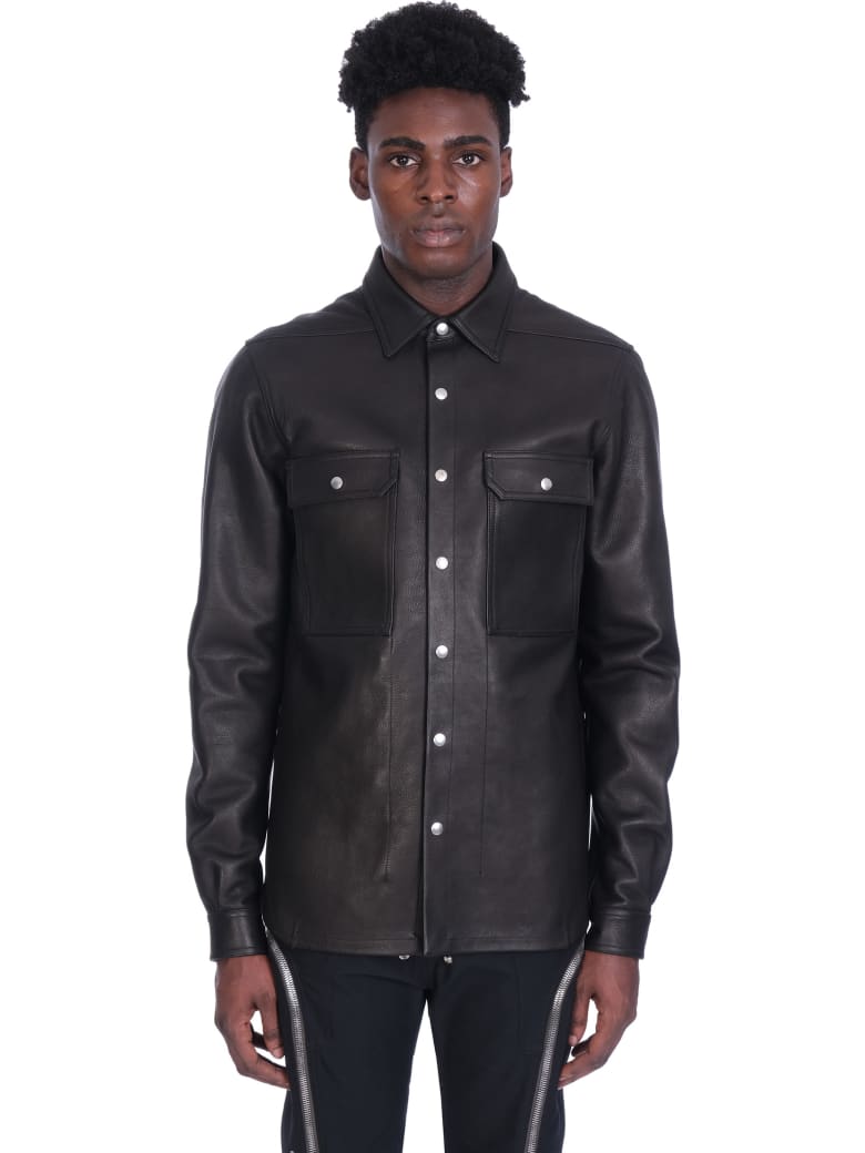 rick owens leather shirt