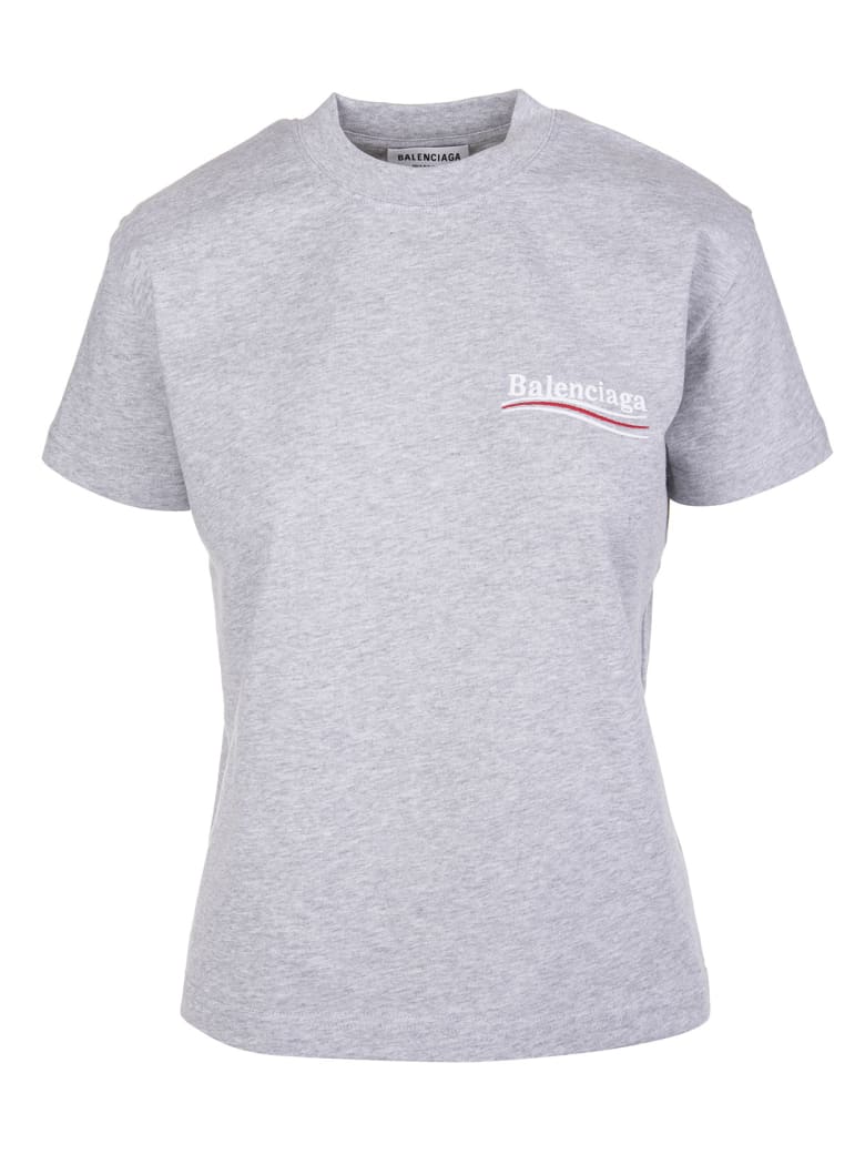 Balenciaga Woman Grey Slim Fit Political Campaign T-shirt - Grigio