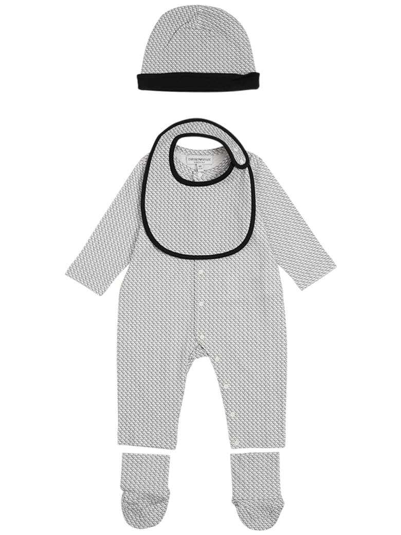 Emporio Armani Jumpsuit, Hat, Socks And Bib Cotton Suit - Grey