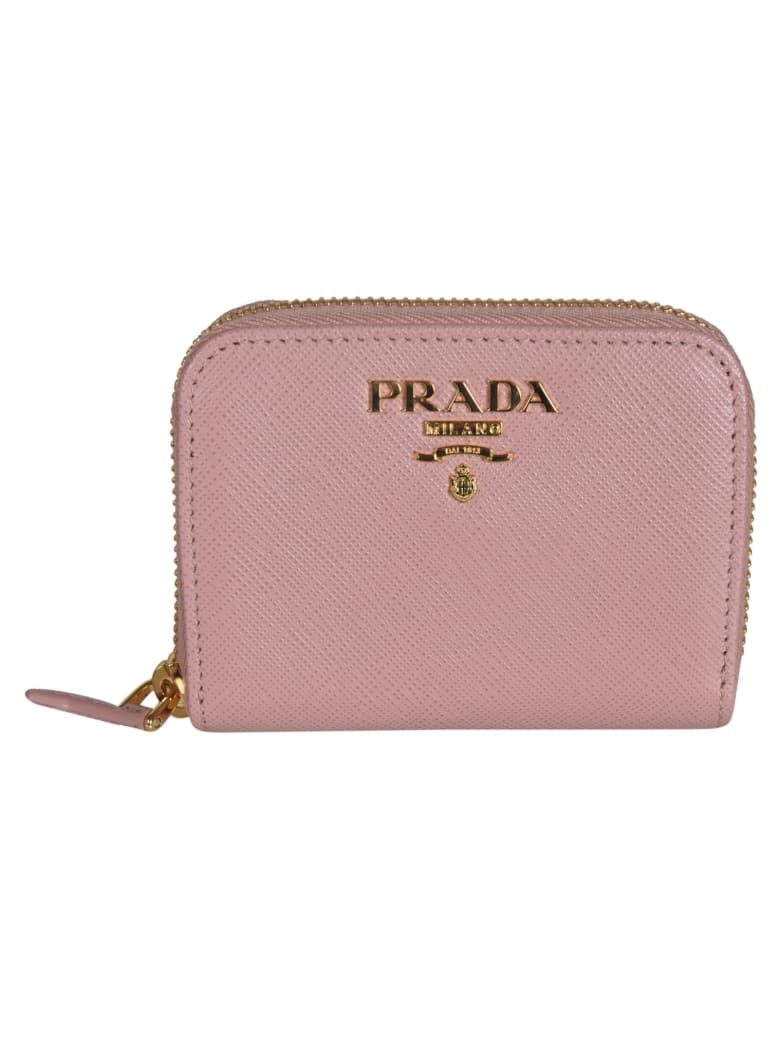 Prada Zip-around Metal Plaque Coin Purse - Pesca