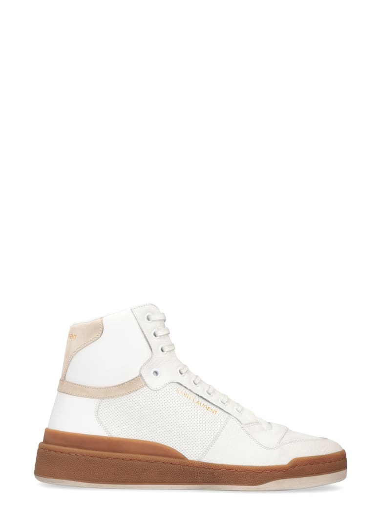 Saint Laurent Sl24 Leather High-top Sneakers - White