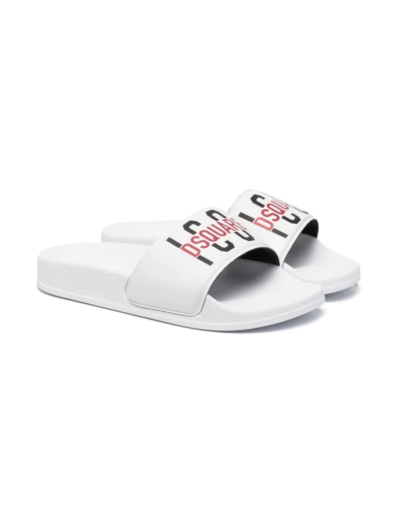Dsquared2 White D2kids Icon Slides