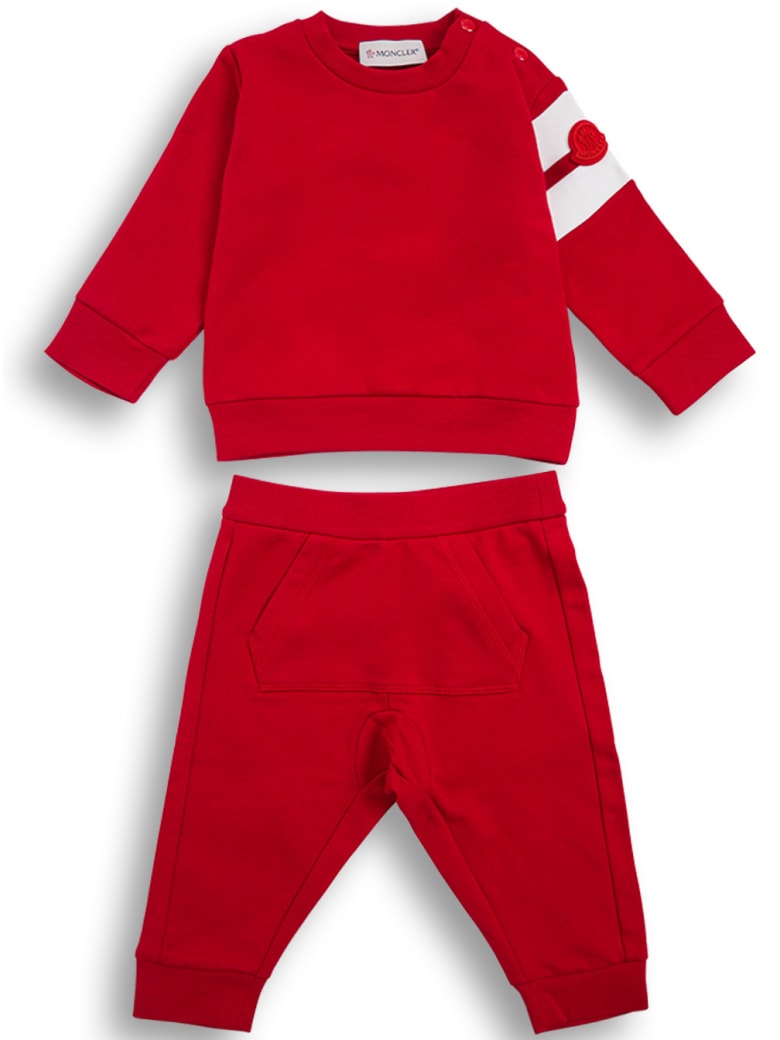 Moncler Coordinated Red Cotton Suit With Logo - Red