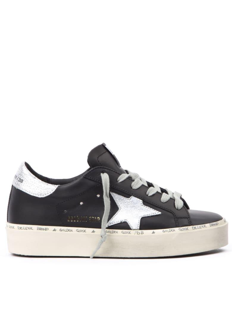 Golden Goose Black And Silver Leather High Star Sneakers | italist