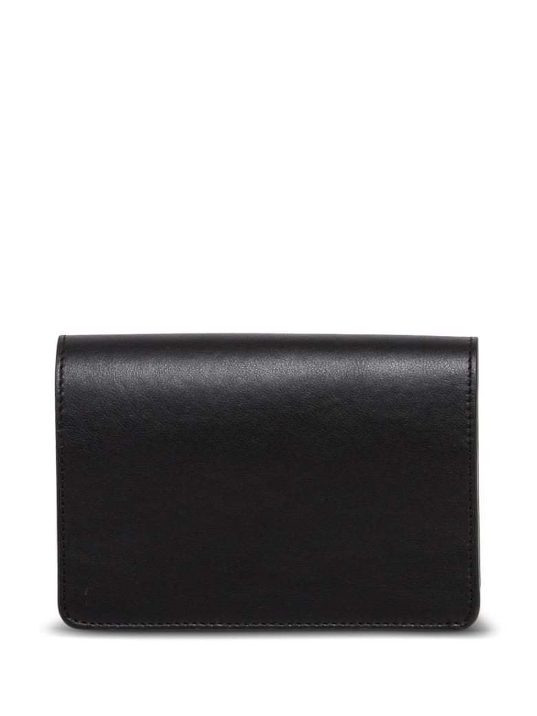 Off White Black Leather Card Holder With Print Spartanova