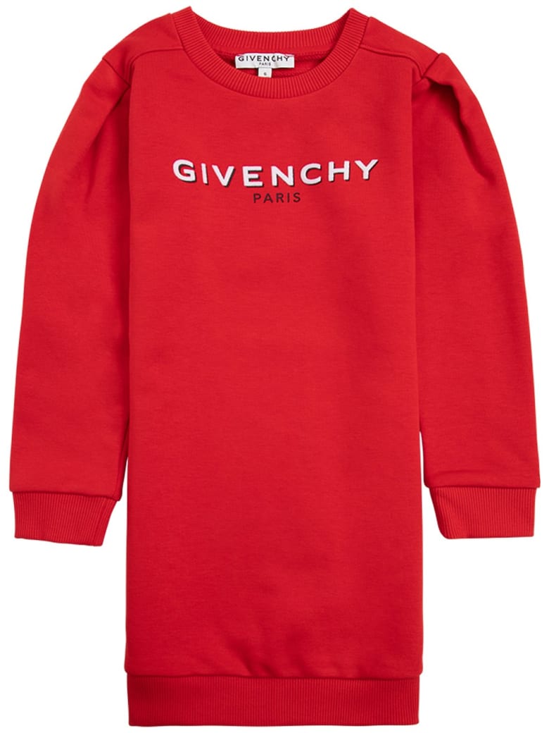 Givenchy Red Jersey Dress With Logo Print - Red