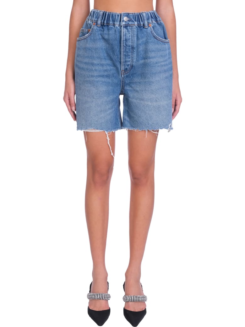 Alexander Wang Shorts In Blue Denim - blue