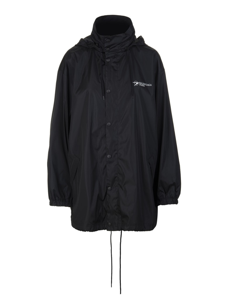 Balenciaga Man Black Wide Line Corporate Windbreaker - Black
