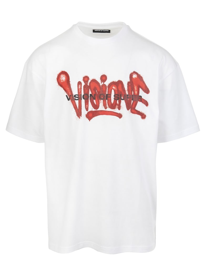 Vision of Super White And Red "visione" Man T-shirt - White/red