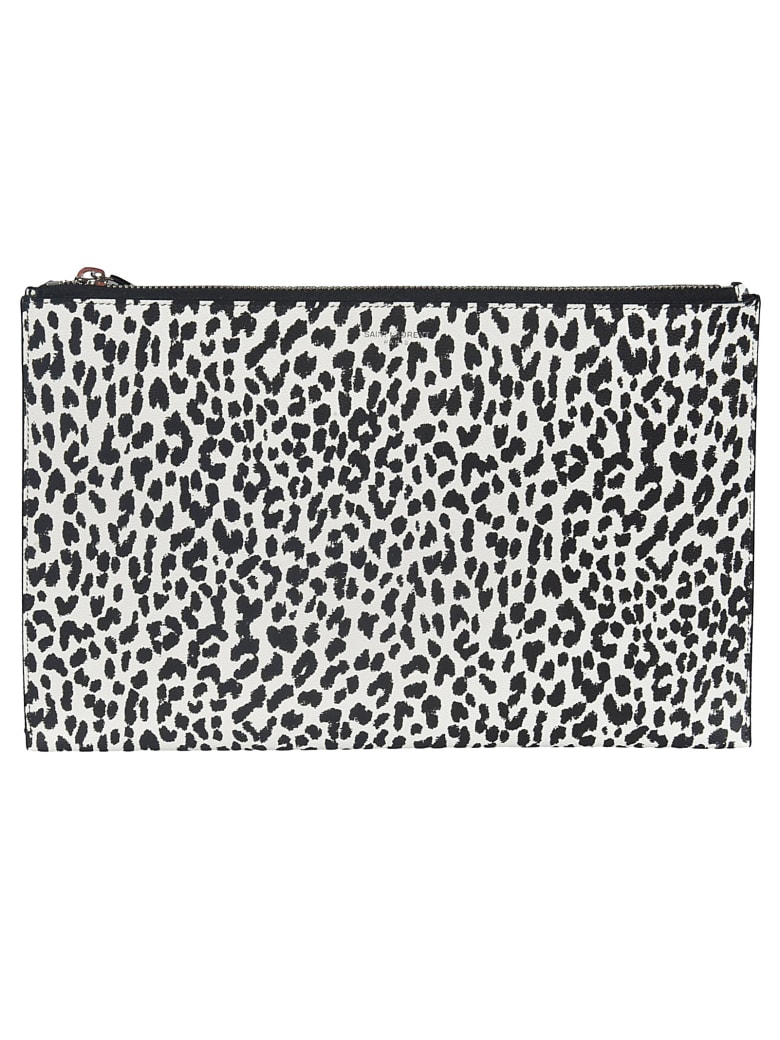 Saint Laurent Printed Clutch - White/Black