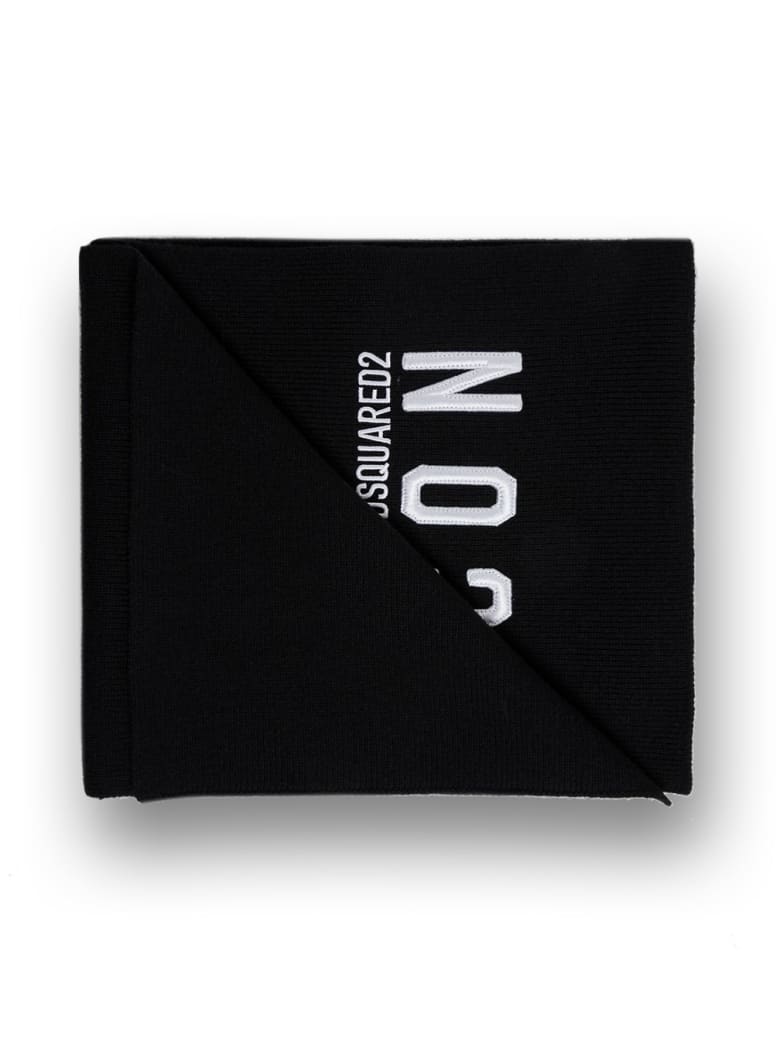 Dsquared2 Black Wool Hat With Logo - White/black
