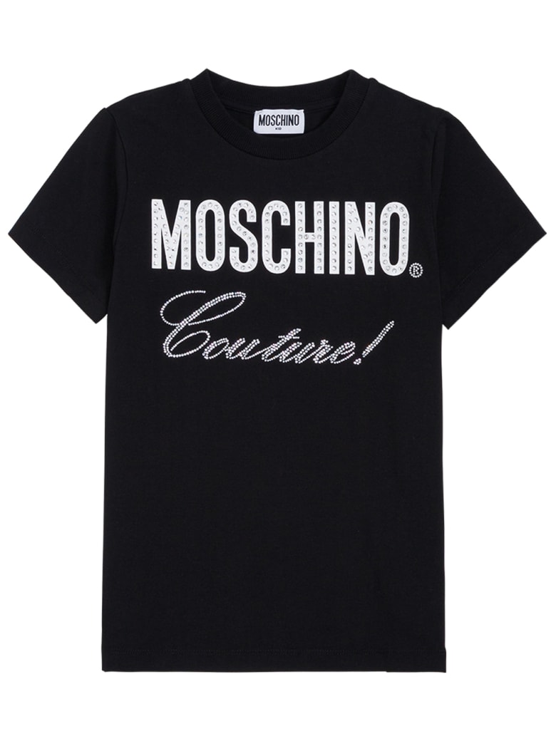 Moschino Black Cotton T-shirt With Logo Print - Black