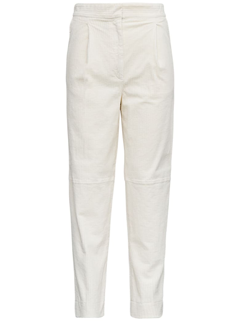 Antonelli Titano White Velvet Trousers - White