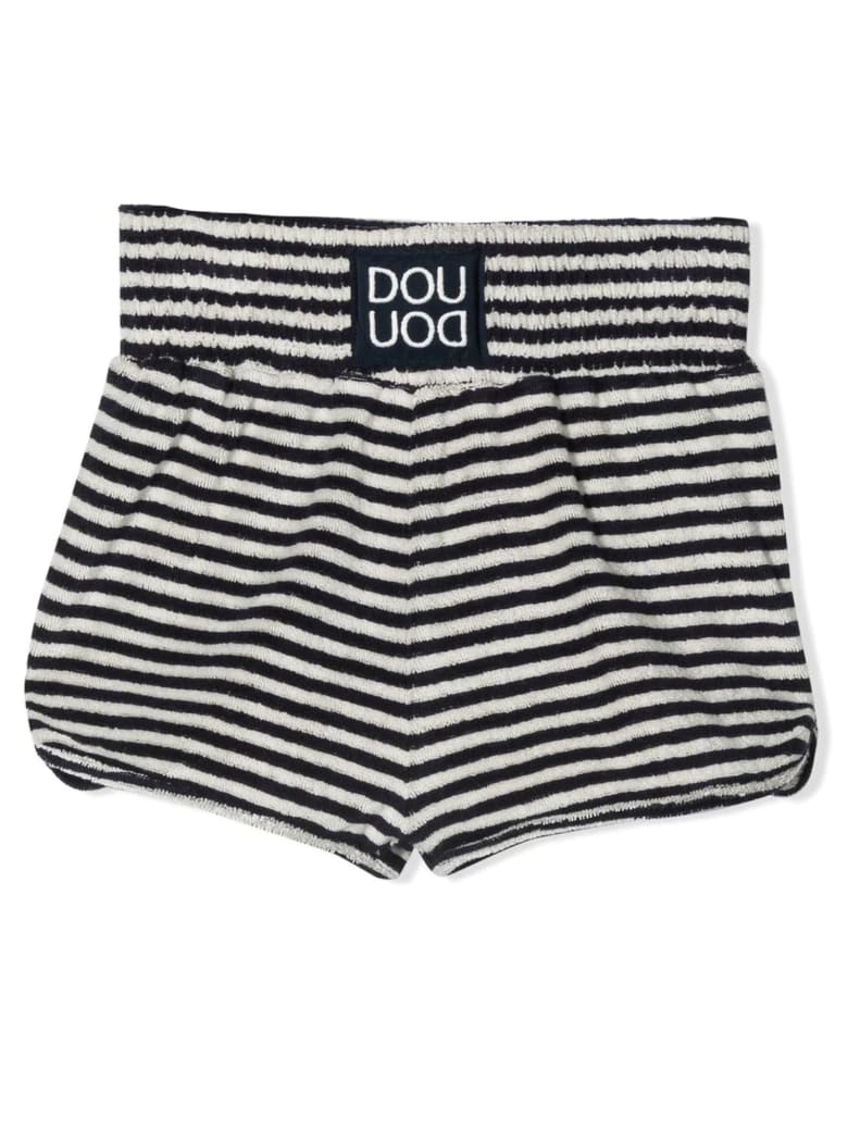 Douuod Black And White Cotton Blend Shorts - Rigato