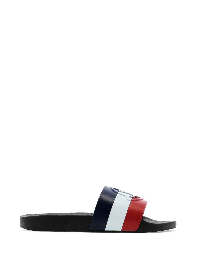 Moncler Moncler Logo Embossed Slides - BLACK