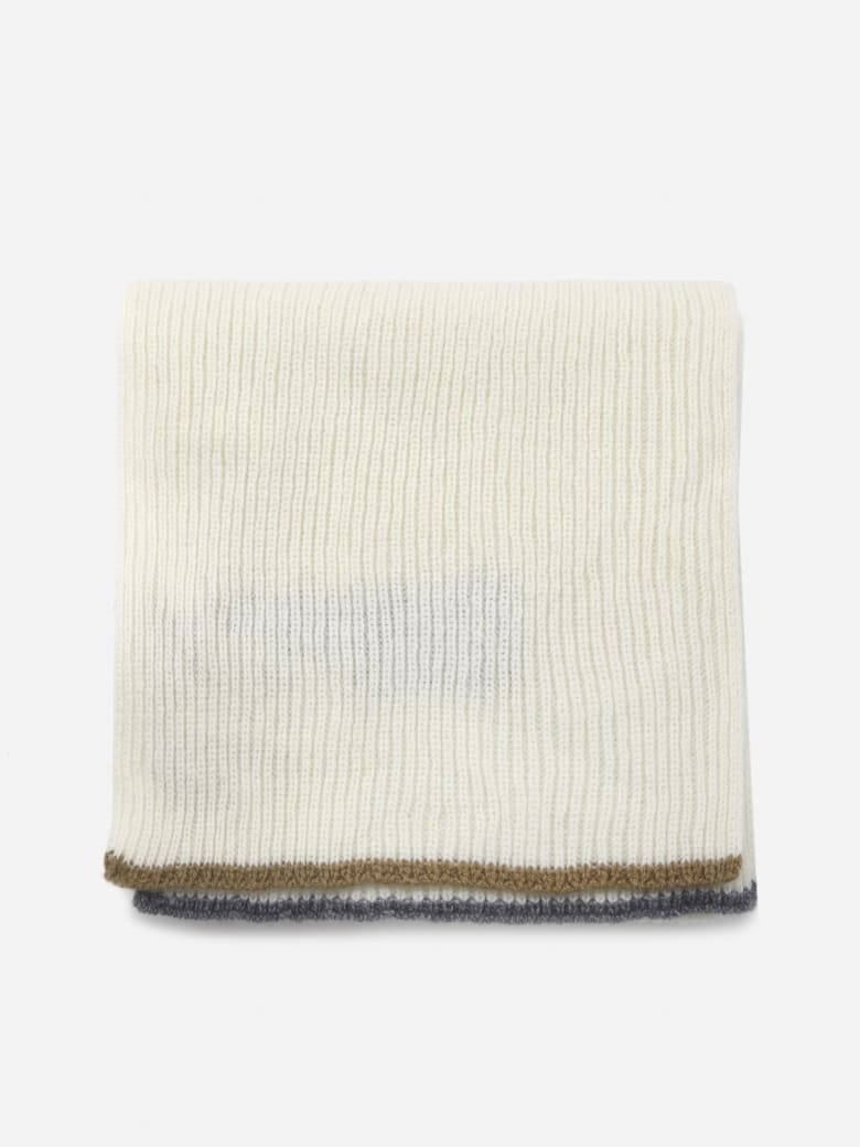 Eleventy Ribbed Cashmere Scarf - White