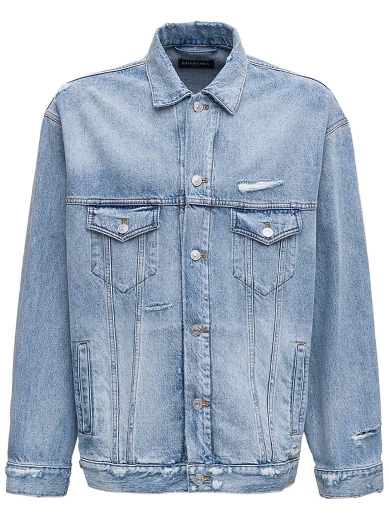 Balenciaga Organic Denim Jacket With Pockets - Blu