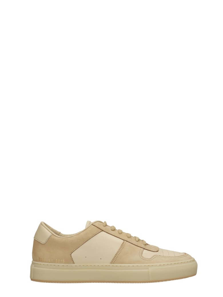 Common Projects Bball Low Sneakers In Powder Leather And Fabric - powder