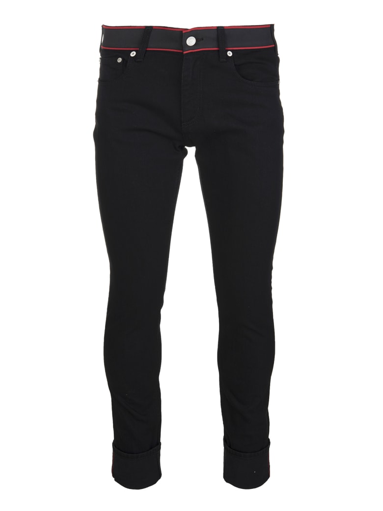 Alexander McQueen Man Black Jeans With Logo Band - Black