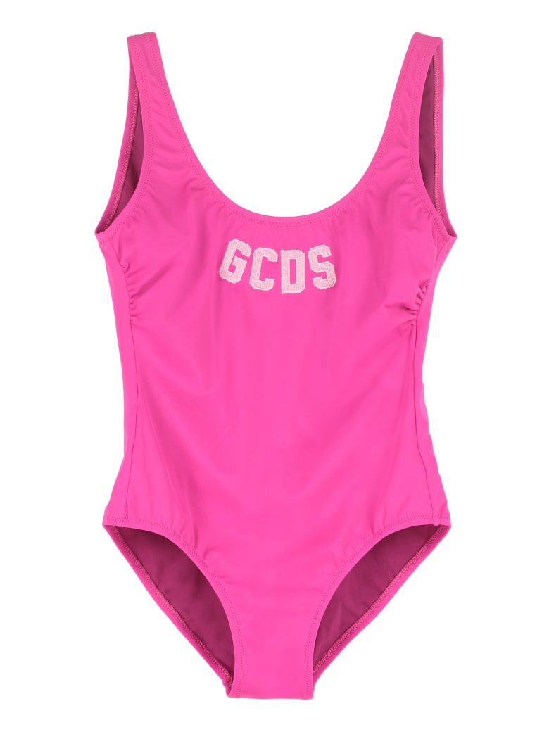 GCDS One-piece Swimsuit With Logo - Fucsia