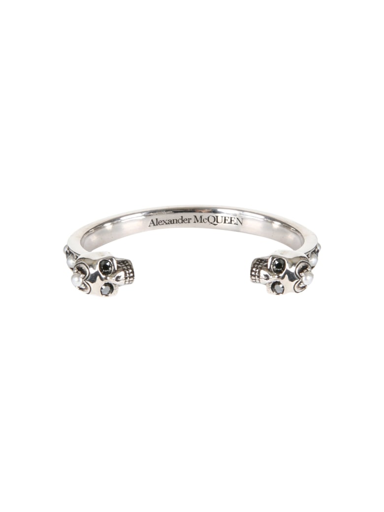 Alexander McQueen Twin Skull Bracelet - ARGENTO