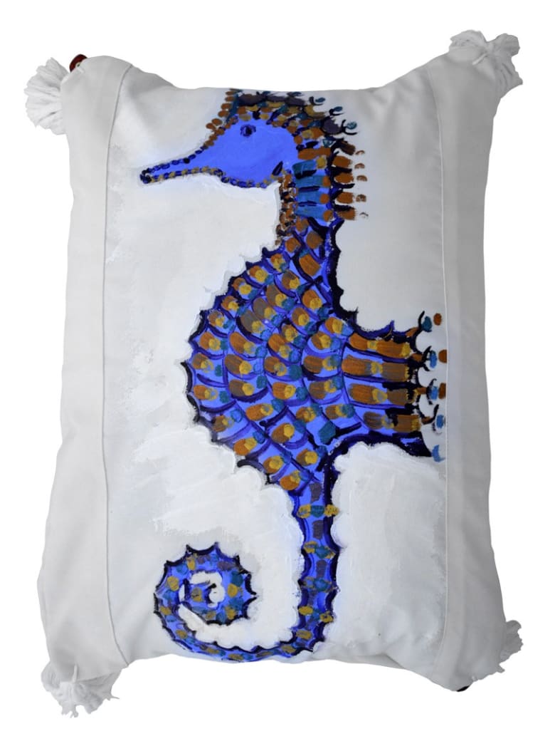 Le Botteghe su Gologone Hand Painted Cushions 100x100 Cm - Blue Fantasy