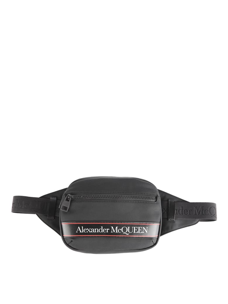 Alexander McQueen Logo Stripe Belt Bag - Black/l.red/black