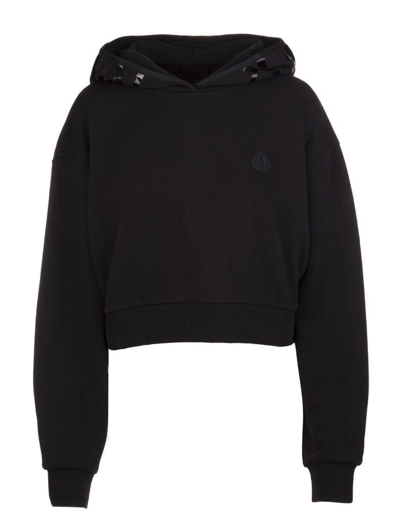 Moncler Cropped Logo Print Hoodie