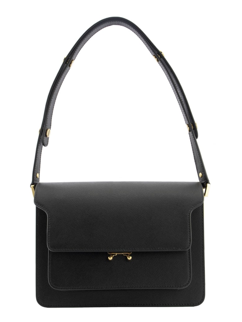 Marni Trunk Bag In Saffiano Calf - Black