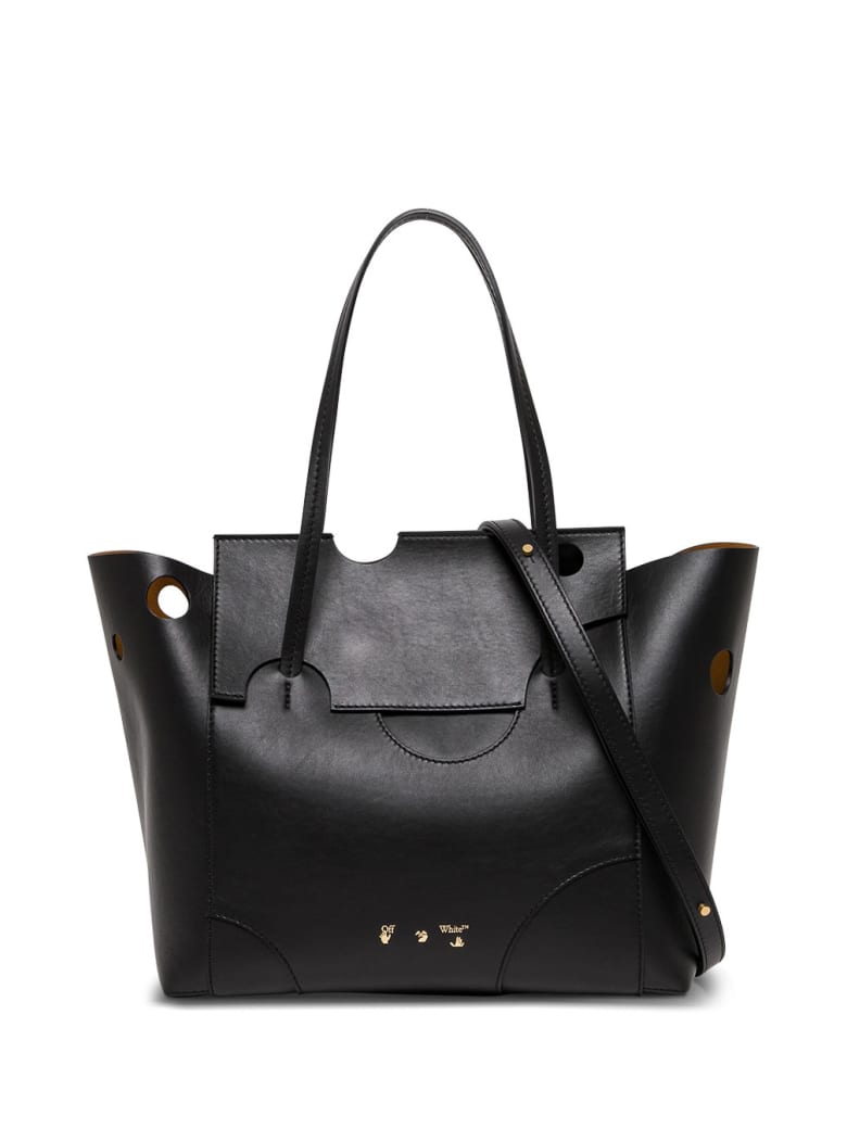 Off-White Burrow 38 Back Leather Shopper Bag - Black