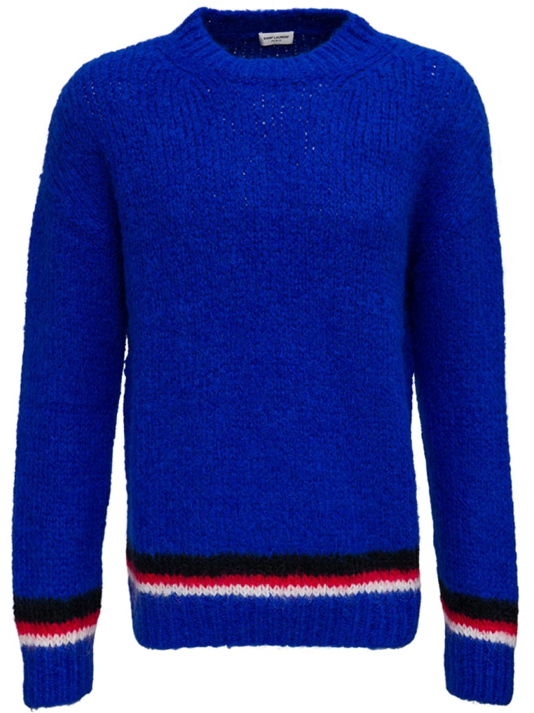 Saint Laurent Blue Wool Blend Sweater - Blu