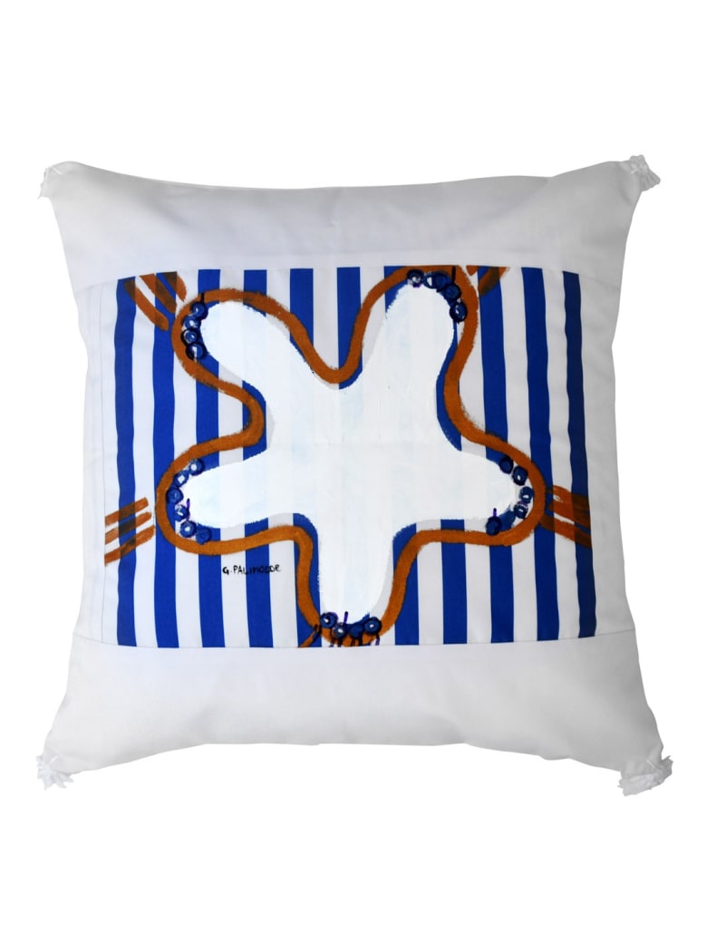 Le Botteghe su Gologone Cotton Hand Painted Indoor Cushion 80x80 cm - Blue Fantasy