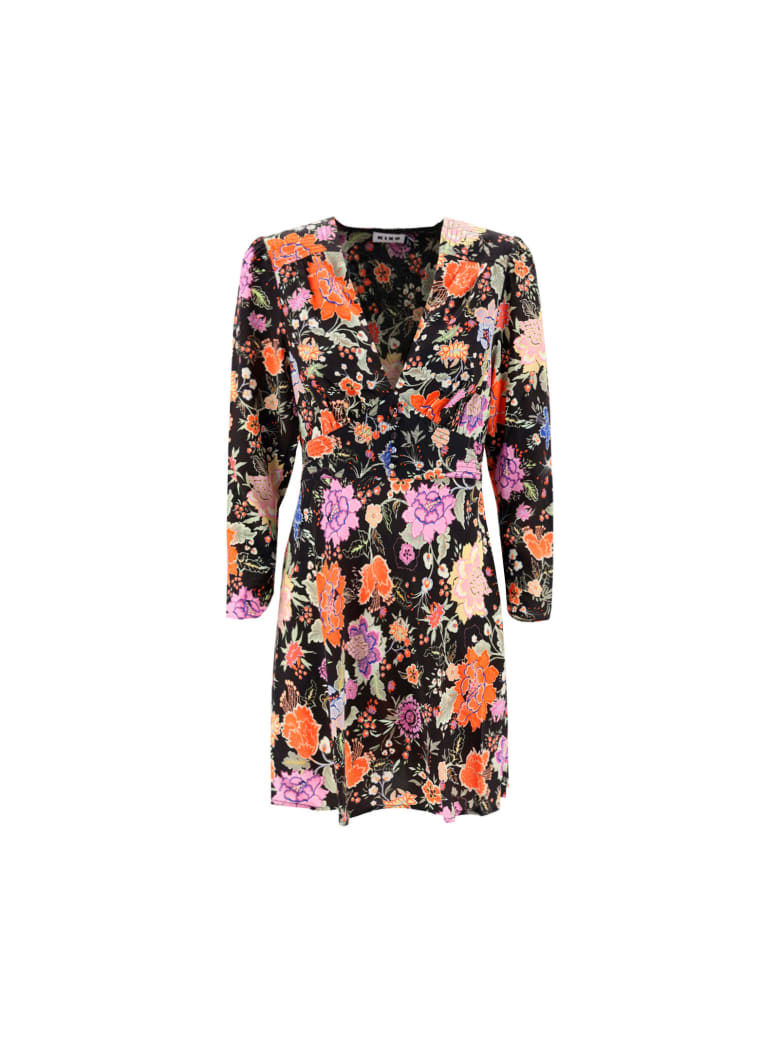 RIXO Jules Dress - Peony flora black